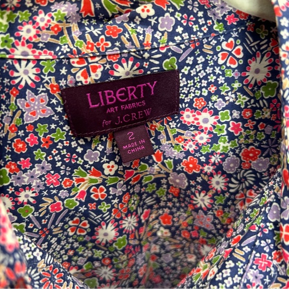 J Crew Liberty art Fabric button up blouse long sleeves size 2 multi - Picture 2 of 6